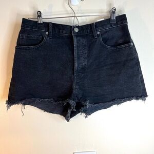 Everlane Black The Cheeky Denim Shorts High Rise Distressed Hem